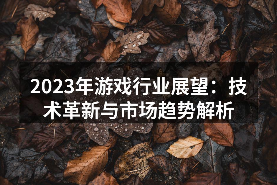 2023年游戏行业展望:技术革新与市场趋